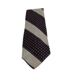 Qiana 100% Nylon Men’s Vintage Tie Black white w/ Pink Polka Dots 4.5 in X 54 in